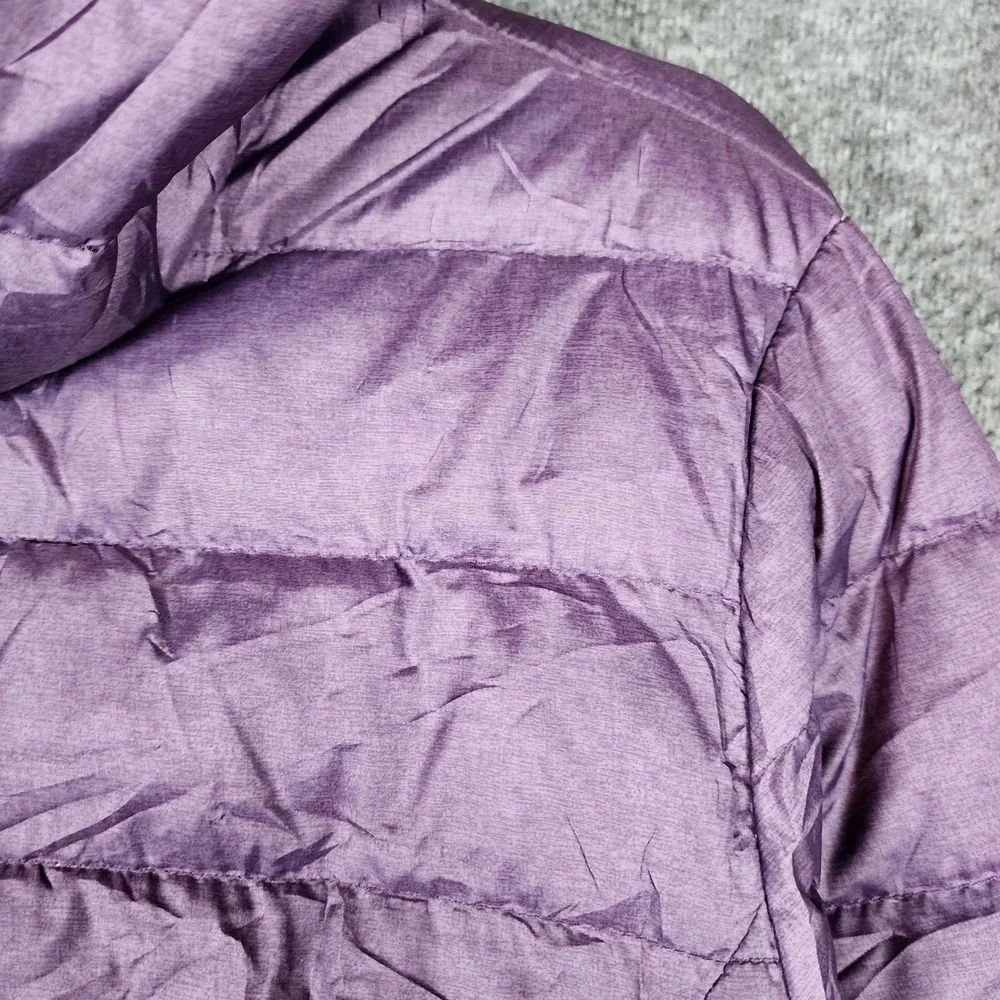 Eddie Bauer Jacket Womens L EB650 Down Purple Hooded Puffer EUC